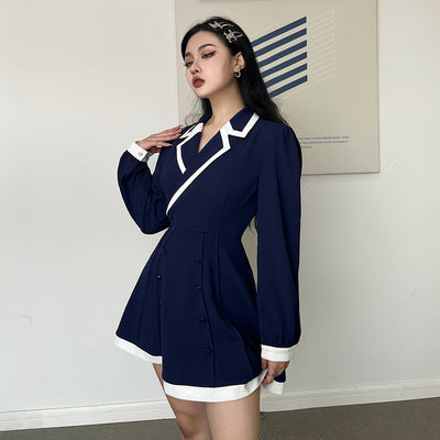 Vestido Camisero con Cuello Contraste y Mangas Largas para Mujer - Image 7
