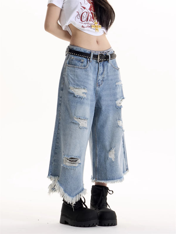 Jeans Rotos Estilo Retro Americano para Chicas