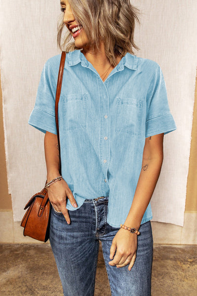 Camisa Casual de Solapa Lisa - Versátil y Minimalista - Image 33