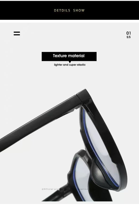Full-frame trendy blue light blocking glasses with a transparent blue square frame and clear lenses. - Image 25