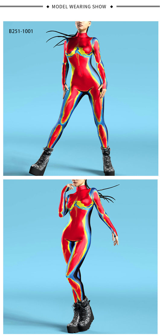 Jumpsuit Estampado 3D con Botones y Manga Larga - Image 10