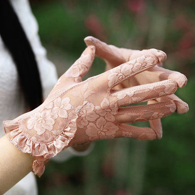 Guantes de Encaje Protector Solar - Delgados y Elásticos para Verano