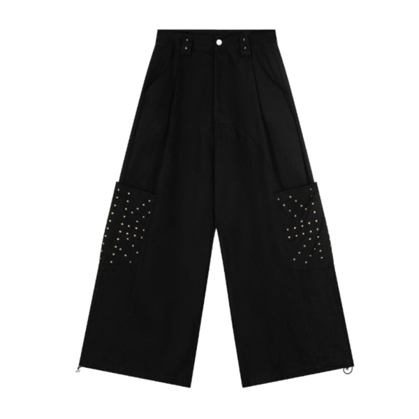 Pantalones Deportivos con Diseño Geométrico y Remaches de Moda Urbana