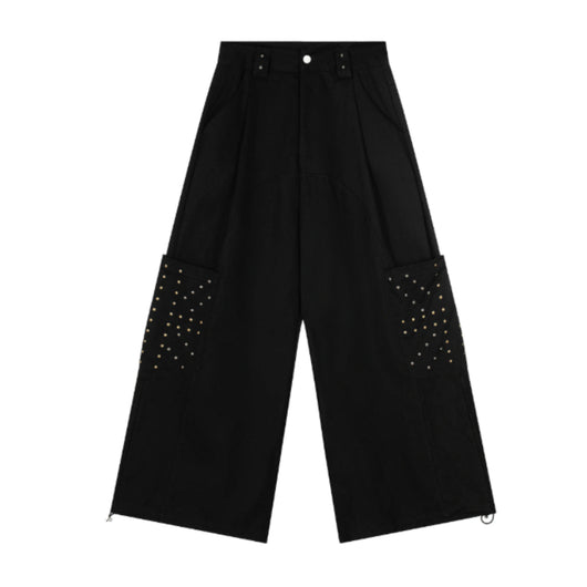 Pantalones Deportivos con Diseño Geométrico y Remaches de Moda Urbana