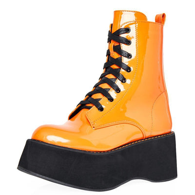 Botas Tobilleras de Charol con Plataforma y Cordones para Mujer - Image 3