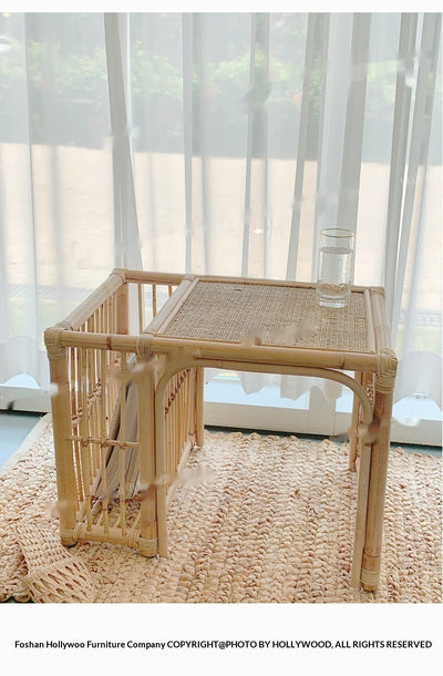 Mesa de Té Cuadrada Estilo Japonés con Almacenamiento Tatami - Image 10