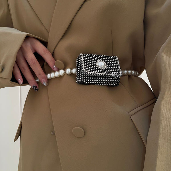 Cinturón Bolso Bandolera Strass Vintage - Joyería Corporal para Mujer