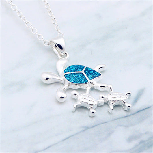 Collar de plata con colgante de tres tortugas para mujer - Image 6