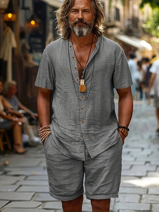 Conjunto de Camisa y Shorts en Algodón-Lino: Comodidad y Estilo - Image 15