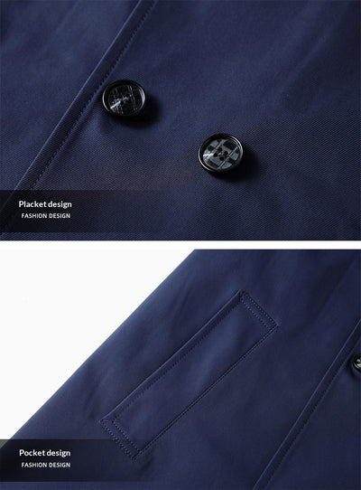 Abrigo Tipo Trench Doble Botonadura Lujo Ligero para Hombre - Image 17