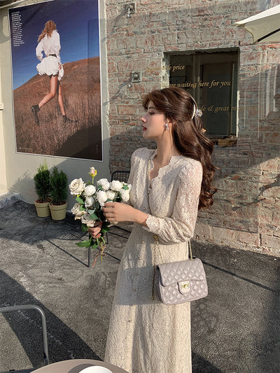Vestido Francés Elegante para Mujer con Encaje Delicado - Image 8
