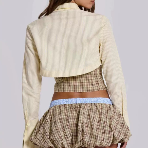 Blusa Corta Amarillo Pastel a Rayas - Estilo Casual y Fresco