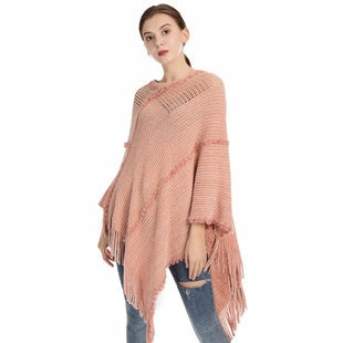 Suéter de Cuello Alto con Flecos Acrilico - Poncho Cálido y Elegante - Image 23