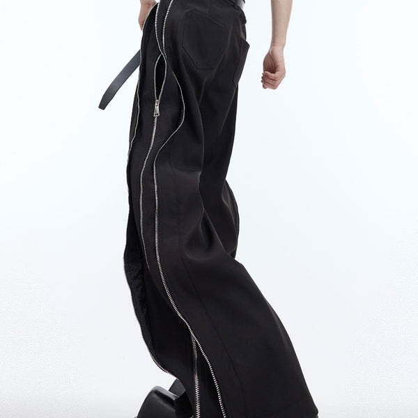 Pantalón Casual Deconstruido con Doble Cierre y Ajuste Ceñido