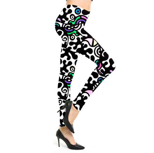 Leggings Estampado Graffiti Cartoon Abstracto Europeo y Americano para Mujer - Image 8