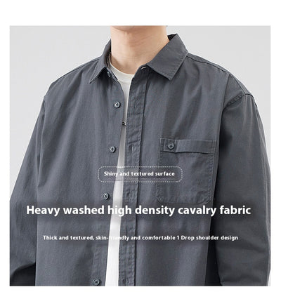 Camisa de Algodón Pesado Estilo Americano para Hombre - Image 16