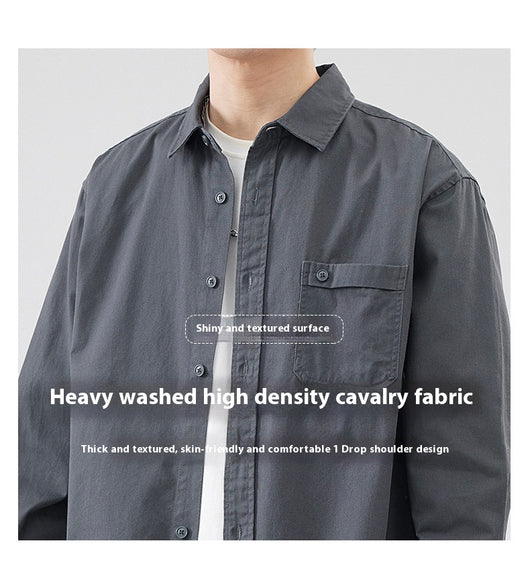Camisa de Algodón Pesado Estilo Americano para Hombre - Image 16
