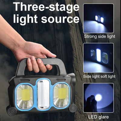 Linterna LED COB de Largo Alcance Recargable Solar y USB