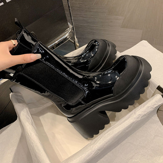 Botas Martin de Cuero Impermeable con Plataforma y Tacón Grueso para Otoño e Invierno - Image 3