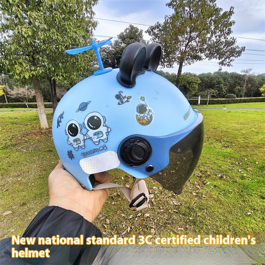 Casco Moto Eléctrica con Protección Solar para Niños y Niñas