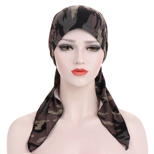 Turbante con Cola Curva y Flores - Gorro Tipo Pullover - Image 27