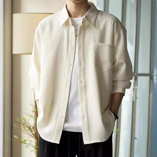 Camisa Polo Texturizada Suelta Casual para Hombre - Image 3