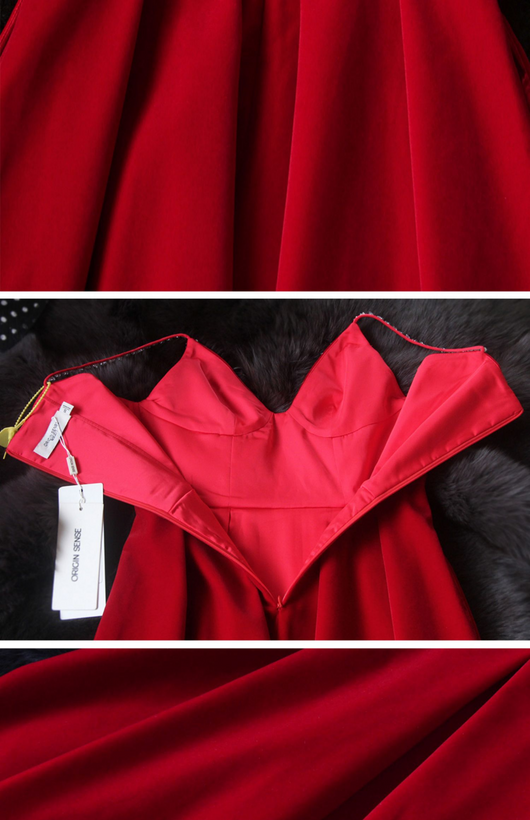 Vestido Princesa Terciopelo Rojo Escote Profundo Espalda Descubierta - Image 18