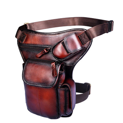 Bolsa de Cintura de Cuero Curtido al Aceite Vintage para Hombre - Estilo Outdoor - Image 11