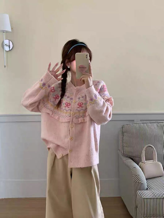 Cardigan Tejido con Moño - Diseño Retro Holgado para Otoño e Invierno - Image 10