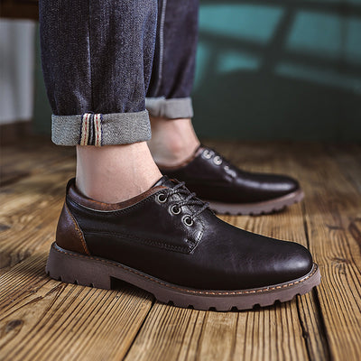Zapatos Casuales de Cuero Estilo Británico Retro para Hombre - Image 4