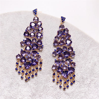 Aretes de Zirconia Forma Especial Estilo Banquete con Poste de Plata - Image 10