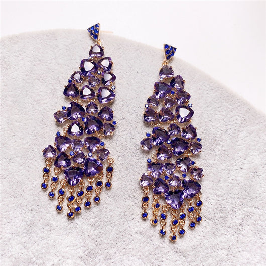 Aretes de Zirconia Forma Especial Estilo Banquete con Poste de Plata - Image 10