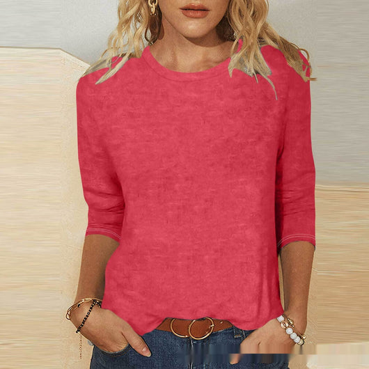 Blusa Casual Cuello Redondo Manga 3/4 para Mujer - Image 7