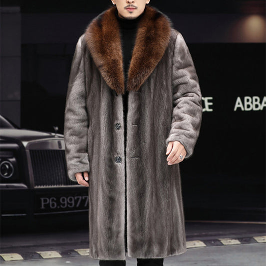 Abrigo Grueso de Piel Larga para Hombre - Casual Cálido Otoño Invierno