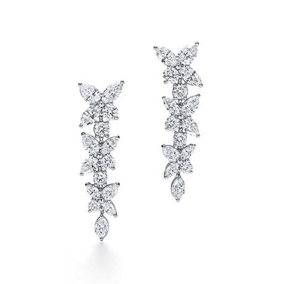 Aretes de Oro Blanco 18k con Moissanita - Fila de Diamantes - Image 6