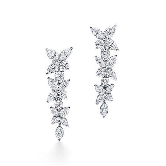 Aretes de Oro Blanco 18k con Moissanita - Fila de Diamantes - Image 6