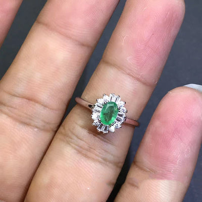 Anillo de Esmeralda Colombiana en Plata 925 con Diamantes - Image 9