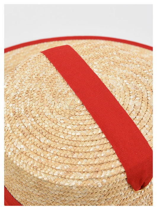 Sombrero de Paja Trenzado con Tiras - Estilo Europeo y Americano para Mujer - Image 15