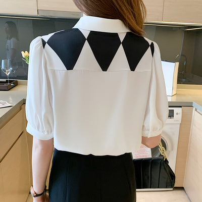 Blusa Chiffon Estampada de Manga Corta - Estilo Verano - Image 5