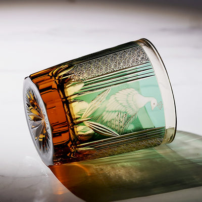 Vaso de Whiskey de Cristal Tallado a Mano con Diseño de Pavo Real - Image 36