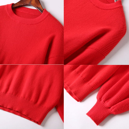 Suéter Tejido Grueso Rojo Oversize Cómodo - Image 12