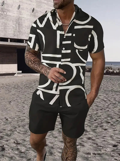 Traje Hawaiano Hombre 3D Estampado Manga Corta - Image 15