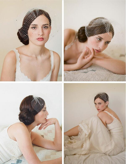 Velo Nupcial con Peine para Cabello Adornado con Cristales de Malla Cosido a Mano - Image 9