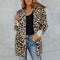 Abrigo Ajustado Estampado Leopardo con Capucha para Mujer