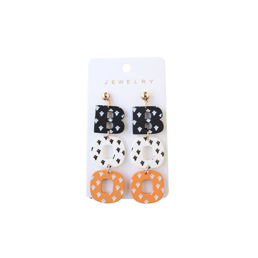 Aretes de Arcilla Polimérica BOO - Diseño Fantasma Halloween