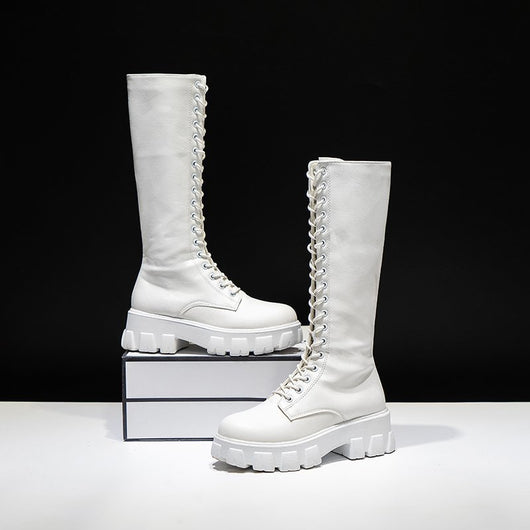 Botas Knight de Cordones Negras para Mujer - Estilo Británico Clásico - Image 8