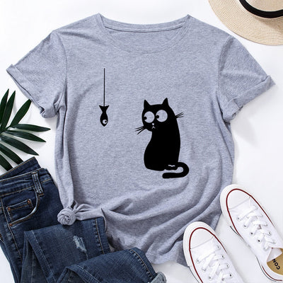 Playera Estampada con Patrón de Gatos para Verano - Image 4