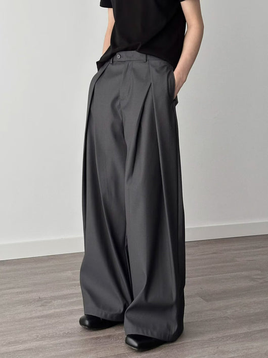 Pantalones Holgados Drapeados Hasta el Piso para Hombre - Image 34