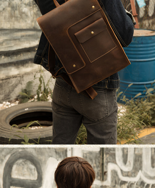 Mochila de Cuero Casual Estilo Británico para Hombre - Image 11