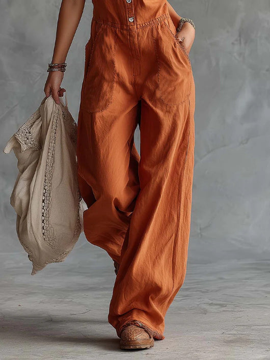 Jumpsuit Casual para Mujer con Escote V y Botones Frontales - Image 10